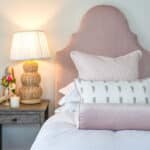 Blush Pink Velvet with contrast white piping